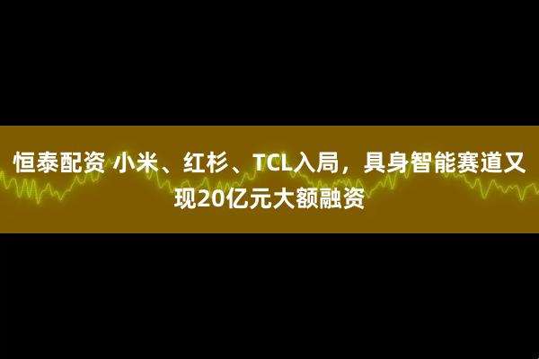 恒泰配资 小米、红杉、TCL入局，具身智能赛道又现20亿元大额融资