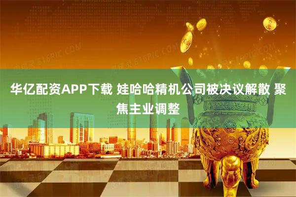 华亿配资APP下载 娃哈哈精机公司被决议解散 聚焦主业调整